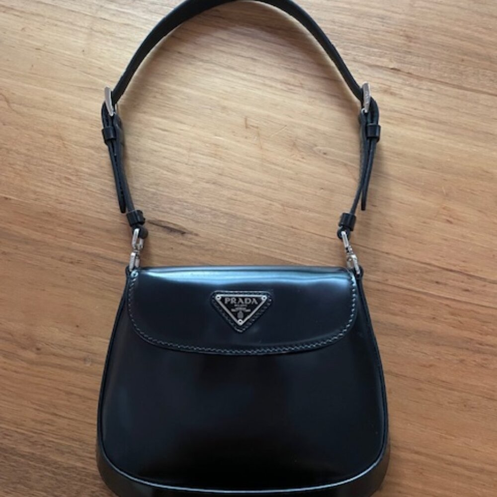 Prada Mini Cleo - Brushed Leather in Black - Excellent Condition